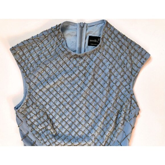 Needle & Thread Circle Mesh Embellished Skater Dress Blue Size 2 - Picture 5 of 8